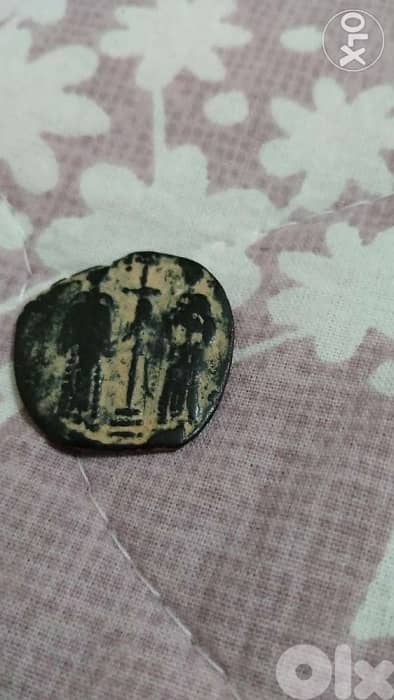 Jesus Christ King of Kings Bronze Coin with two monks year 1075 AD 1