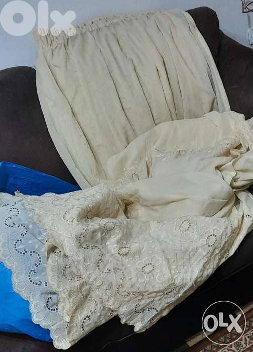 Curtain. برادي فخمةwhite:345L×530W(1 piece). Bej:295Lx445W(2 pieces) 2