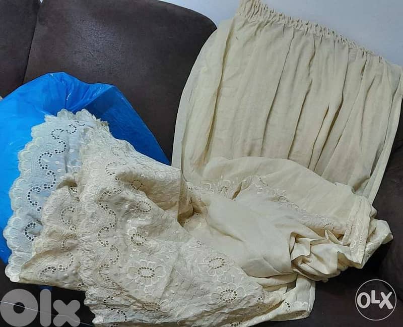 Curtain. برادي فخمةwhite:345L×530W(1 piece). Bej:295Lx445W(2 pieces) 6