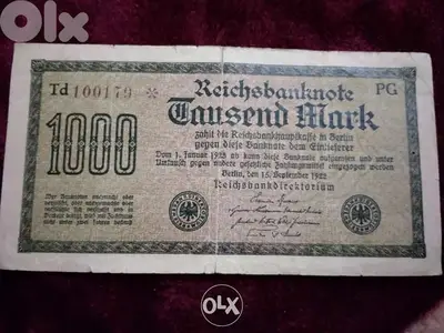 Old German Banknote year 1923 Berlin mint between WWI and WW2
