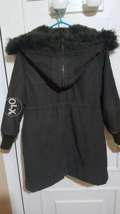 Zara coat with faux fur hood