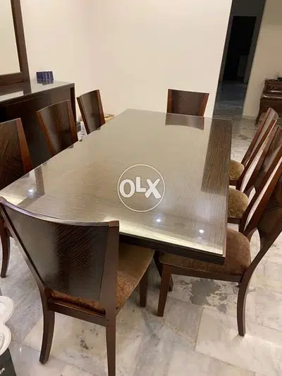 Elegant Solid Wood Dining Table + 8 Chairs – Full Set