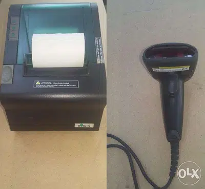 receipt printer and barcode scanner