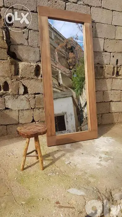 Pine wood mirror rustic style مراية خشب سويد