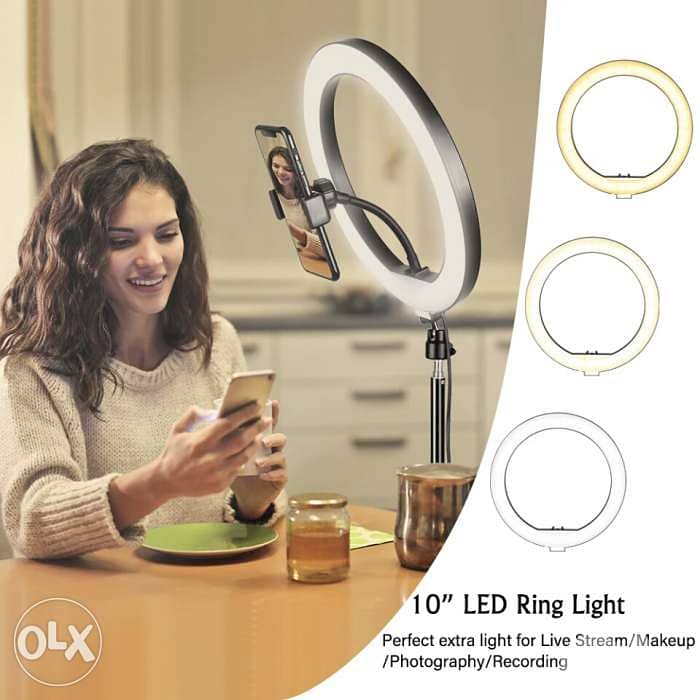 Bluetooth 10inch LED Ring Light Photography Ringlight Ring with Tripod 4