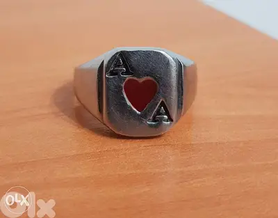 Stainless steel Ace of heart ring(Enamel filled)