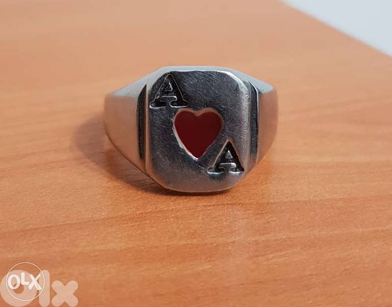 Stainless steel Ace of heart ring(Enamel filled) 0