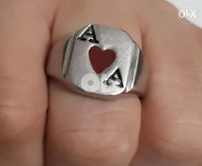 Stainless steel Ace of heart ring(Enamel filled) 2