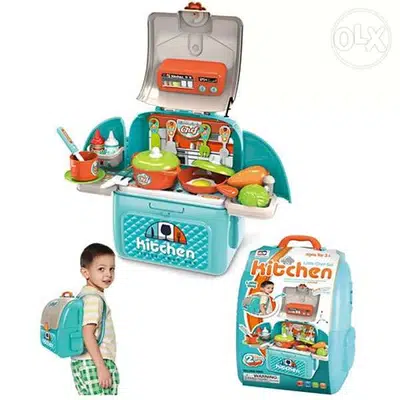 2 in 1 Portable Kitchen Little Chef Set with Backpack Toy