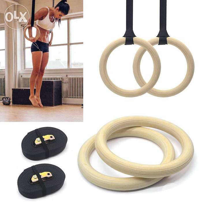 Gymnastics Rings Wooden Olympic Rings 1500lbs 0