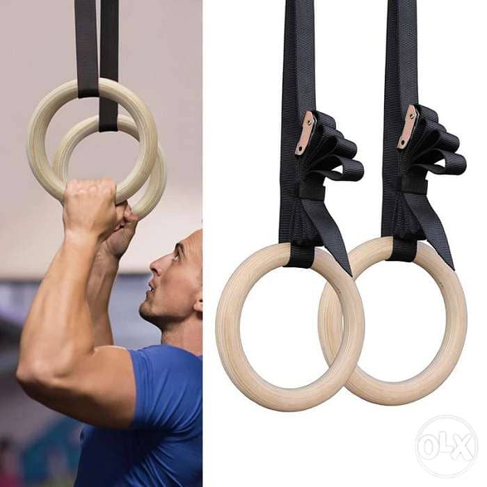 Gymnastics Rings Wooden Olympic Rings 1500lbs 1