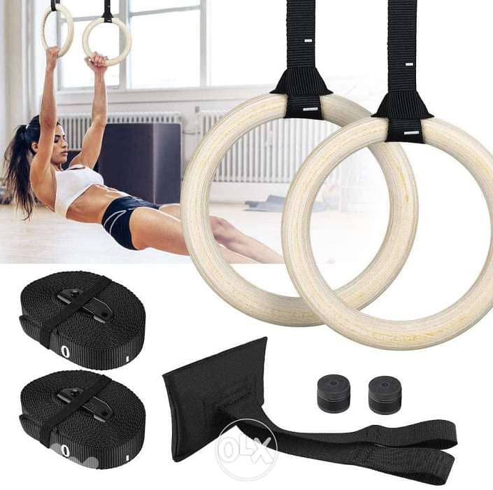 Gymnastics Rings Wooden Olympic Rings 1500lbs 2