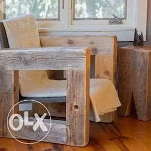 Reclaimed thick singular sofa صوفا خشب معار تدويره