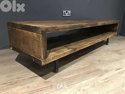 Rustic wood old style tv unit طاولة تلفاز خشب سميك