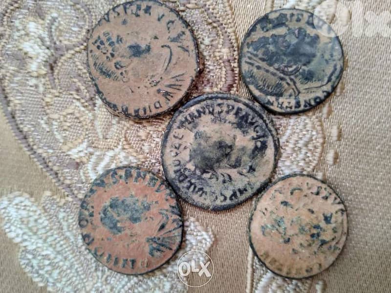Set of Five Roman Bronze Coins for Emperors range year 280to 380 AD 0