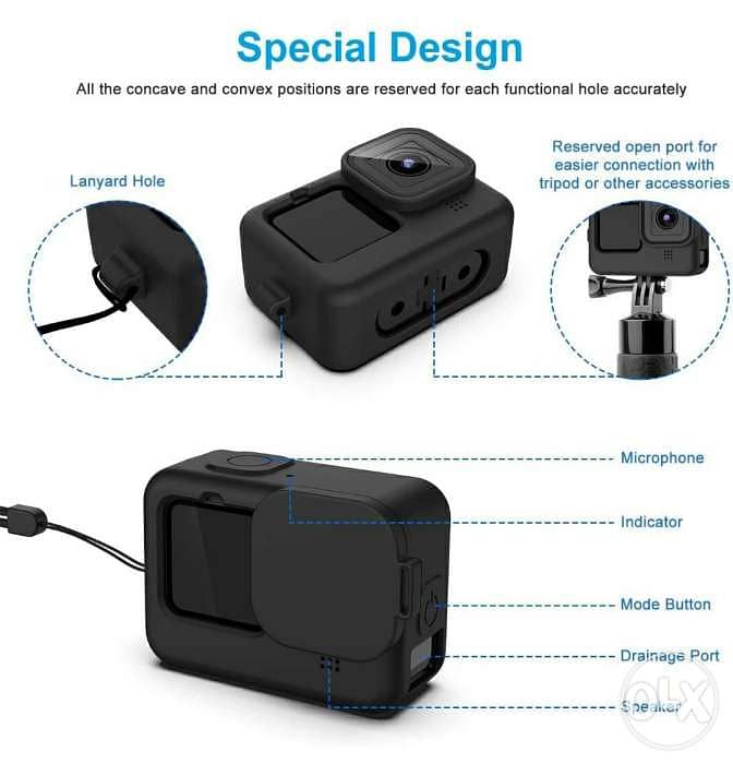 Silicone Cover For Gopro Camera Hero 13 / 12 / 11 / 10 / 9 + lens cap 2