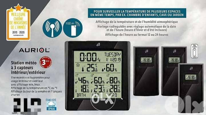 AURIOL 4- LD5380, Station météo radioguidée, 4$ delivery 7