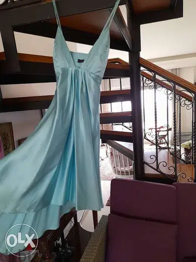 Silk blue dress فستان حرير