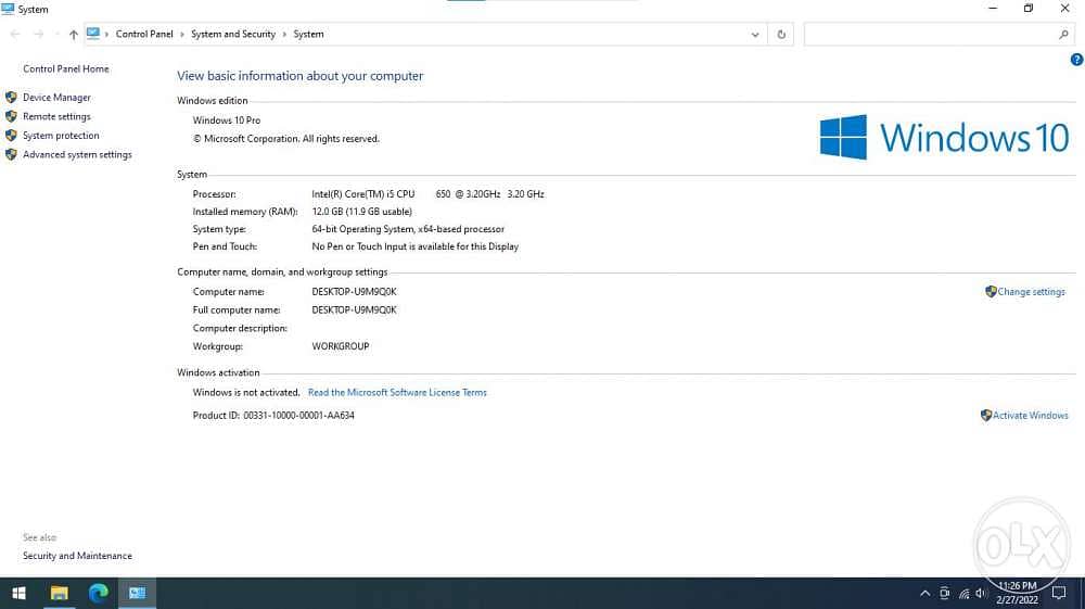 Desktop i5 12gb ram 1