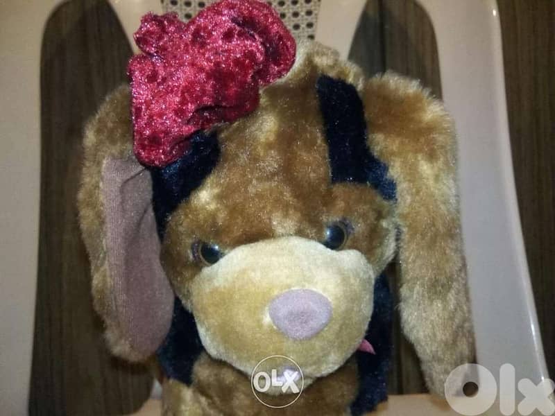 DOG LIGHT BROWN with hat large height 30Cm great cute as new plush=12$ 1