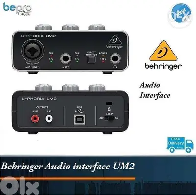 Behringer U-Phoria UM2 USB Audio Interface, 48kHz, 2-channels