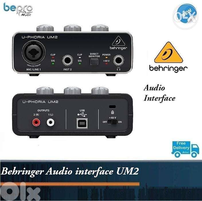 Behringer U-Phoria UM2 USB Audio Interface, 48kHz, 2-channels 0