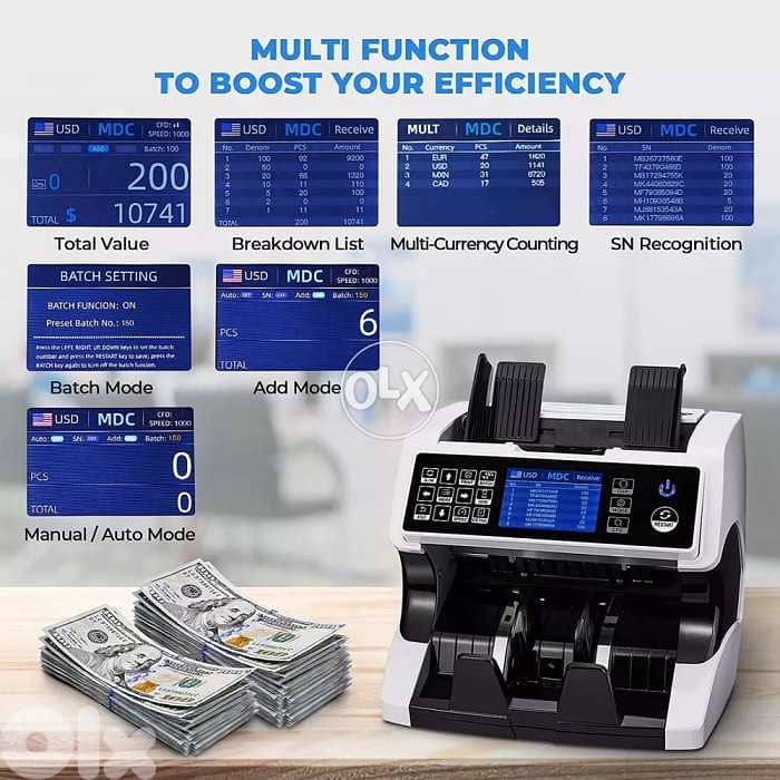 New FULL TOUCH SCREEN Money counter and detector high quality 3