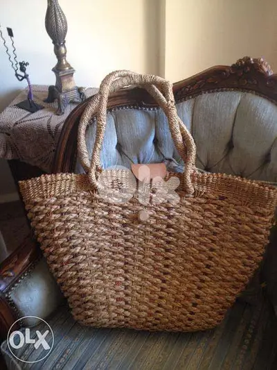 Hand bag bamboo & fabrics شنطه بامبو