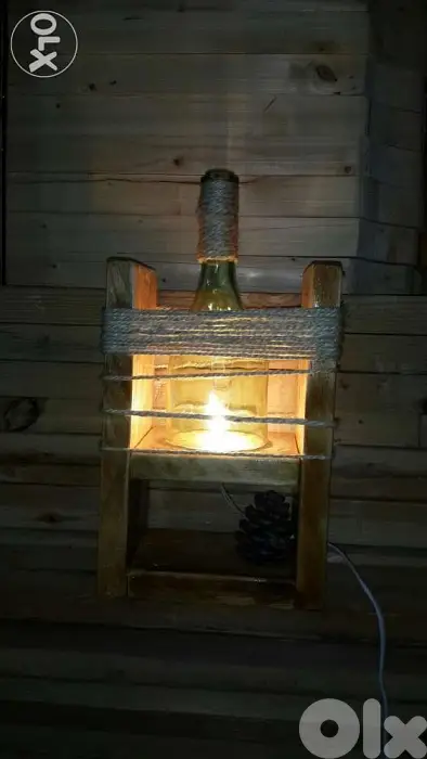 Handmade creative green bottle light