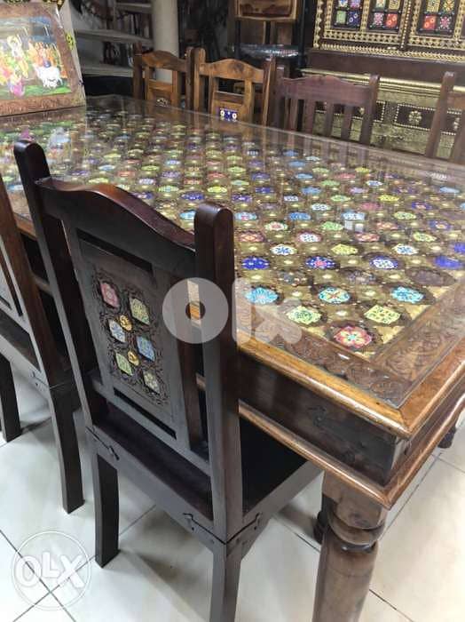 solid wood teak dining table with ceramic with dersoir and mirror 2