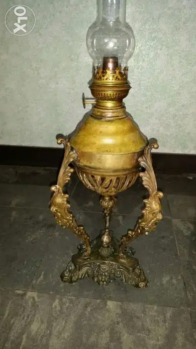 very old germany made gaz lamp 65 cm  copper /original glass