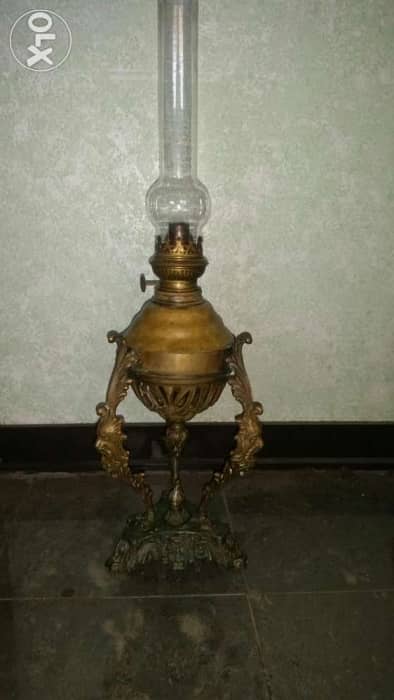 very old germany made gaz lamp 65 cm  copper /original glass 2