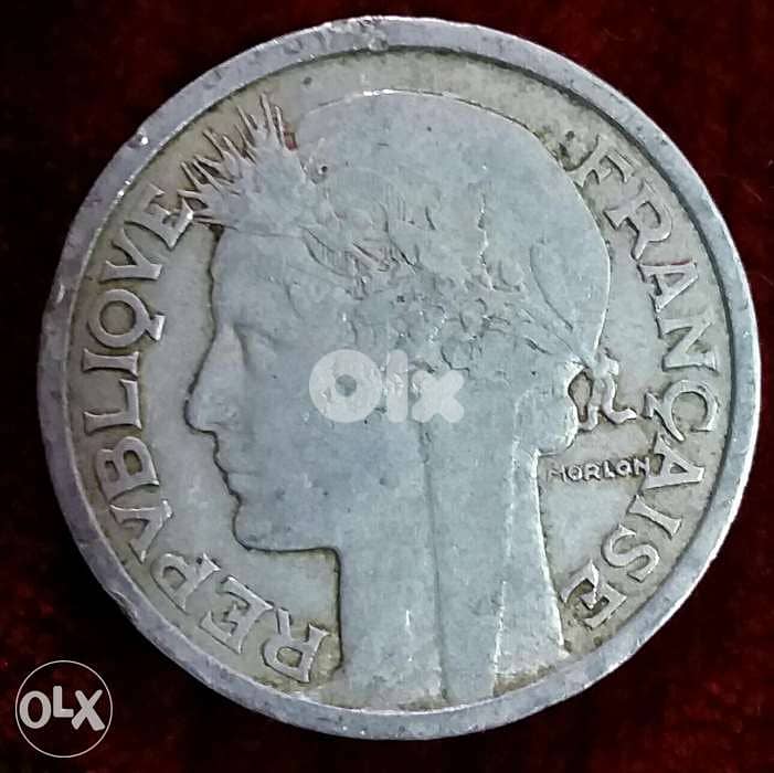 2 French Francs. Morlon Franc year 1958 Beaumont le Roger Aluminum 0
