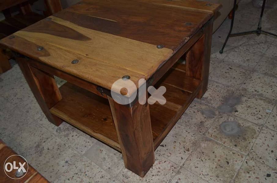 table set one big and 2 small solid wood teak 3