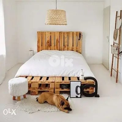 Bed pallet quantity 10 rustic wood تخت طبالي خشب جديد