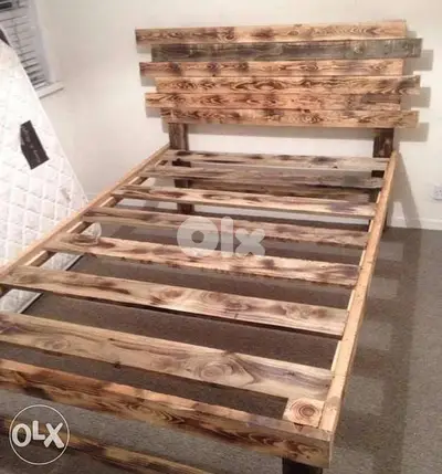 Rustic wood bed old style تخت خشب موديل قديم
