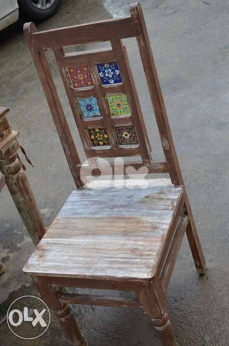 solid wood teak dining table 4 chairs with ceramic 4