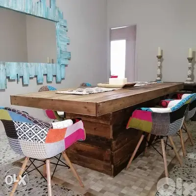 Dinner table wood vantage طاولة سفرا خشب