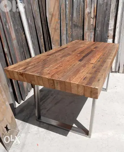 Wood and steel dining table طاولة سفرة حديد و خشب