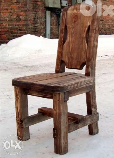 Vintage wood dark brown chair Creative كرسي خشب قدبم بني محروق Vintage wood dark brown chair Creative كرسي خشب قدبم بني محروق