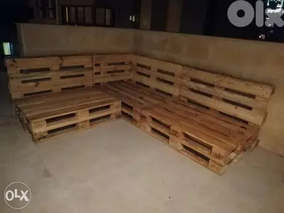 Corner Pallet new outdore set Creative wood جلوس طبالي خشب زاوية