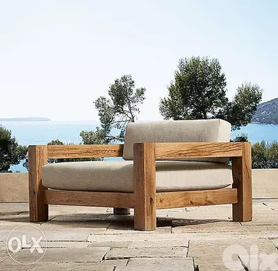 Outdore wooden garden 2 sofa large and small صوفا خشب كبيرة وصغيرة