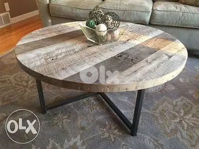 Round tables metal and wood 150cm طاولة بيكار خشب وحديد