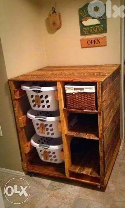 Open box shelves wooden pallets خزانة نملية طبالي خشب