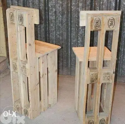 Pallets Creative chair wood long كرسي خشب طويل بار Pallets Creative chair wood long كرسي خشب طويل بار