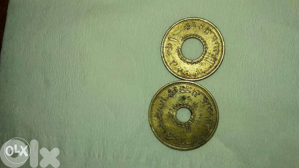 Set of Two coins 2 1/2 &1 Piaster Lebanese Republic year 1955 1