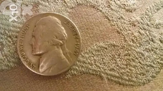 USA Five Cents Coin Nickel o Presidnt Jefferson Coin year1947