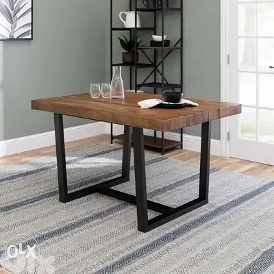 Table Wood and metal shoe rectangular طاولة مستطيل خشب وحديد