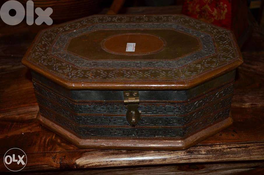 box copper and wood antique 0