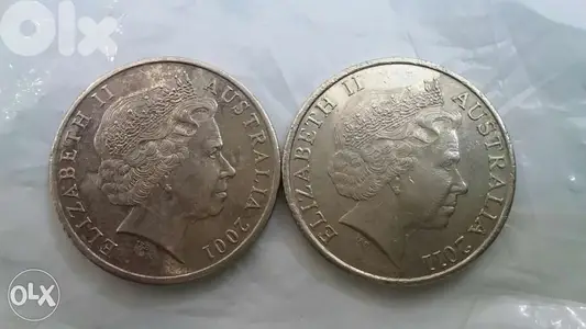 Set of Two One Australian Dollar Memorial Coins for Queen Elizabeth
